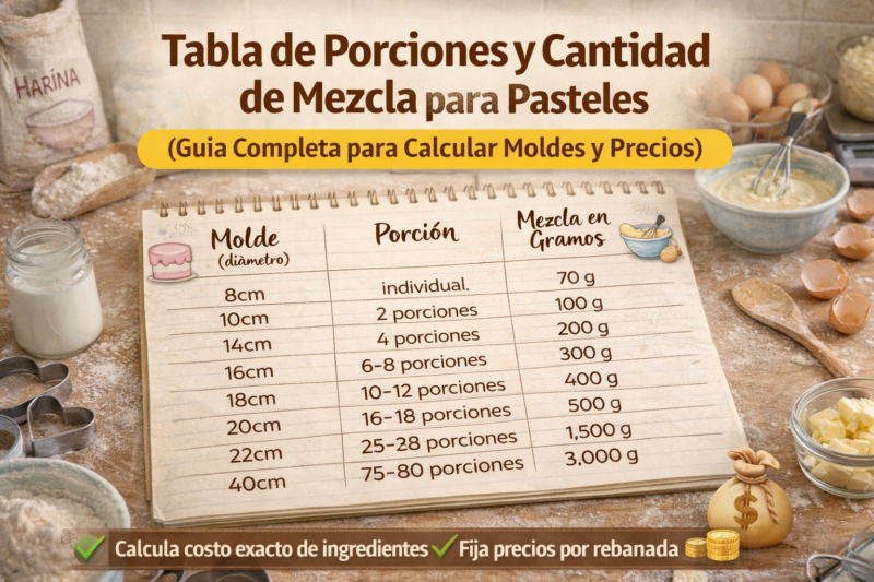 Tabla de Porciones y Cantidad de Mezcla para Pasteles: Guía Completa para Calcular Moldes y Precios